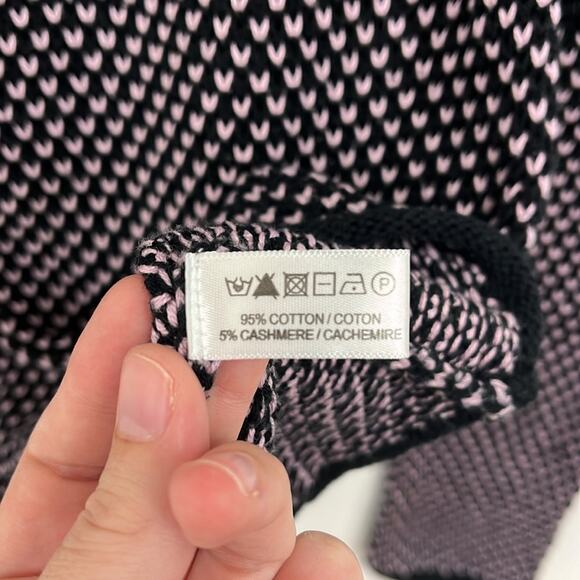 Lisa Todd Bird's Eye Cotton Cashmere Colorblock Knit Raglan Crew Sweater - Small - Picture 9 of 11